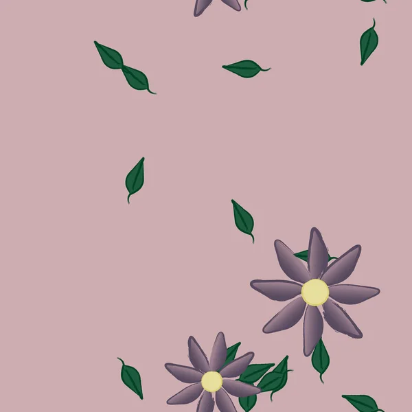 Fleurs Avec Feuilles Fond Sans Couture Illustration Vectorielle — Image vectorielle