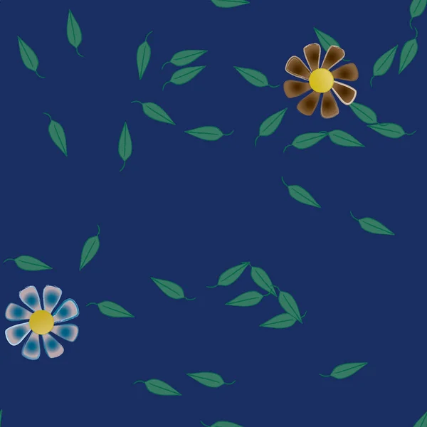 Blommor Med Blad Sömlös Bakgrund Vektor Illustration — Stock vektor