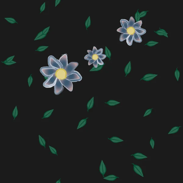 Flores Con Hojas Fondo Sin Costuras Ilustración Vectorial — Vector de stock