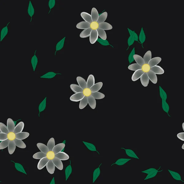 Illustration Vectorielle Pétales Fleurs Avec Feuilles Fond Floral — Image vectorielle