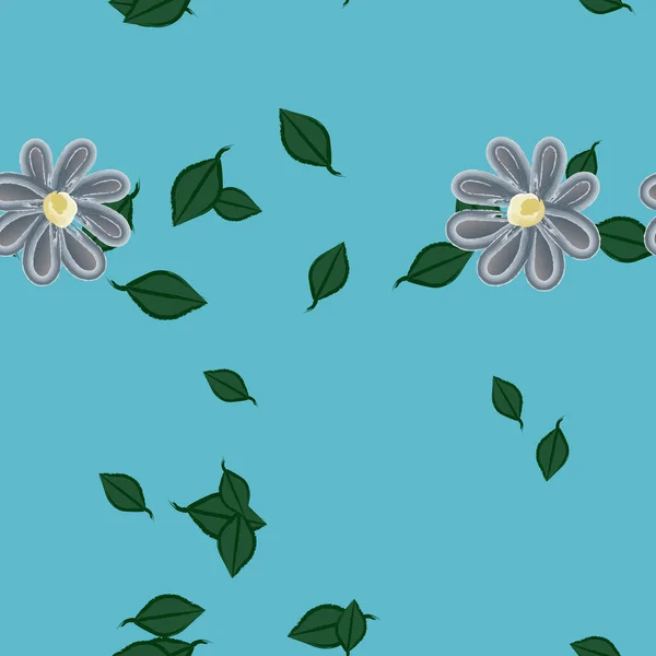 Flores Com Folhas Sem Costura Fundo Ilustração Vetorial —  Vetores de Stock