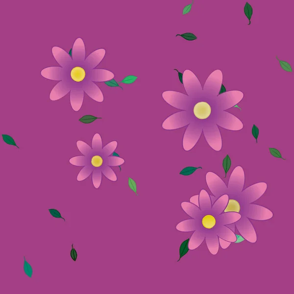 Bloemen Met Bladeren Naadloze Achtergrond Vector Illustratie — Stockvector