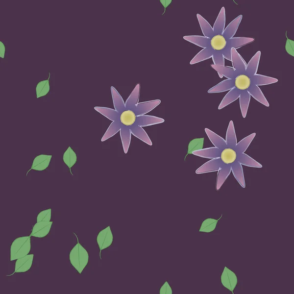 Flores Con Hojas Fondo Sin Costuras Ilustración Vectorial — Archivo Imágenes Vectoriales