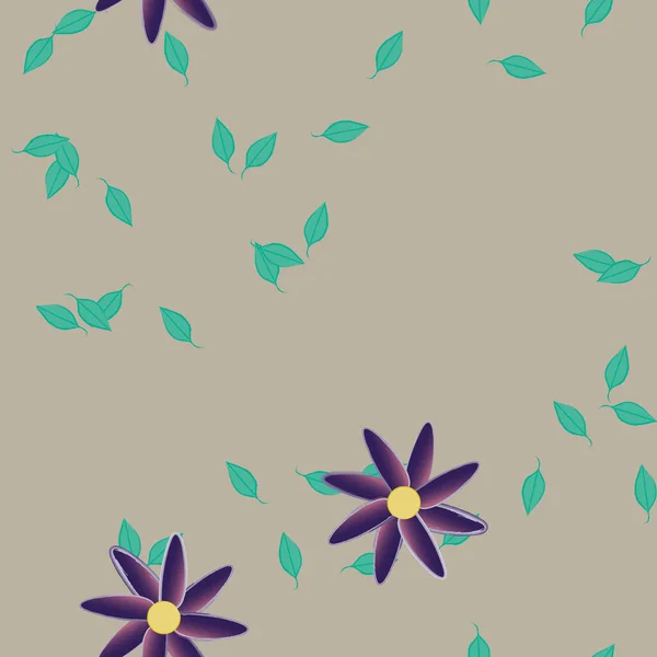 Fleurs Avec Feuilles Fond Sans Couture Illustration Vectorielle — Image vectorielle