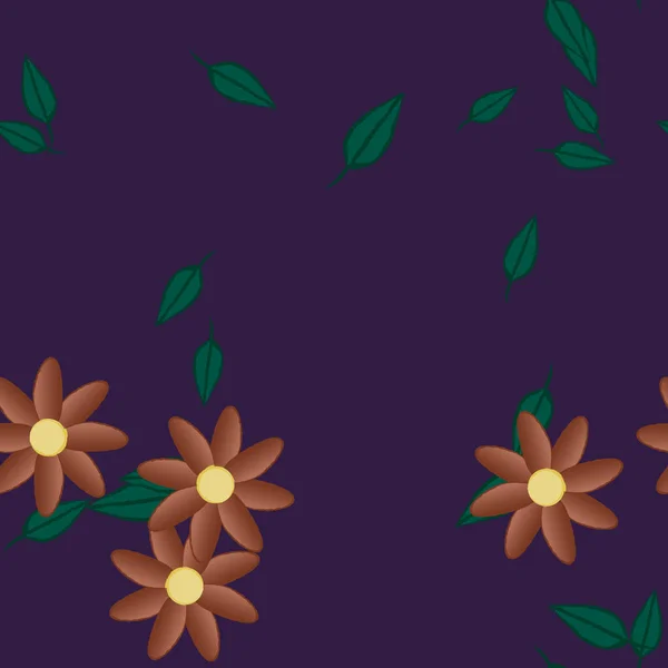 Flores Con Hojas Fondo Sin Costuras Ilustración Vectorial — Vector de stock