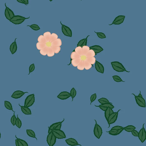 Flores Con Hojas Fondo Sin Costuras Ilustración Vectorial — Vector de stock