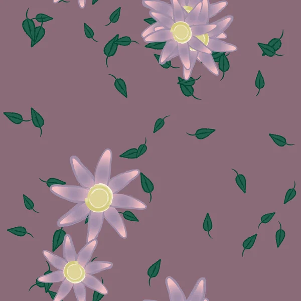 Fleurs Avec Feuilles Fond Sans Couture Illustration Vectorielle — Image vectorielle