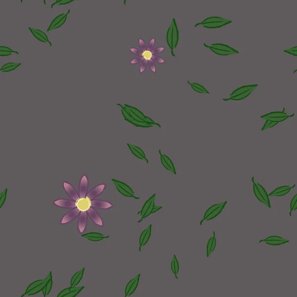 Flores Con Hojas Fondo Sin Costuras Ilustración Vectorial — Vector de stock