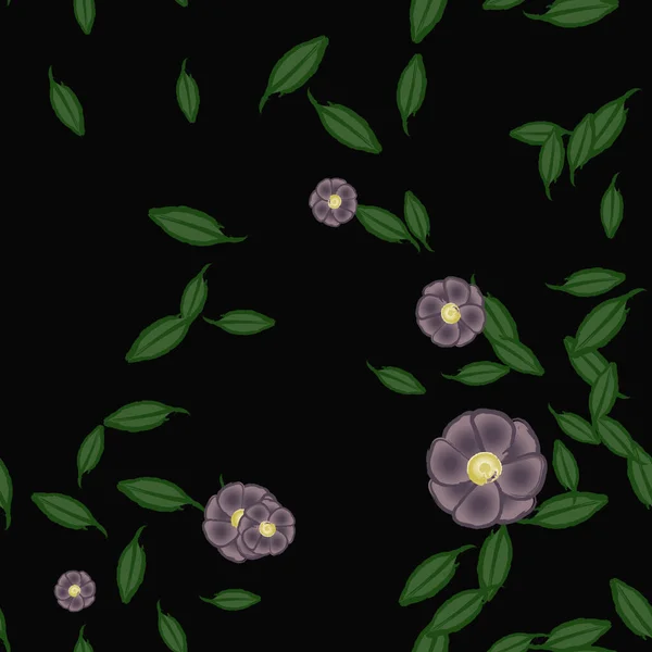 Fleurs Avec Feuilles Fond Sans Couture Illustration Vectorielle — Image vectorielle