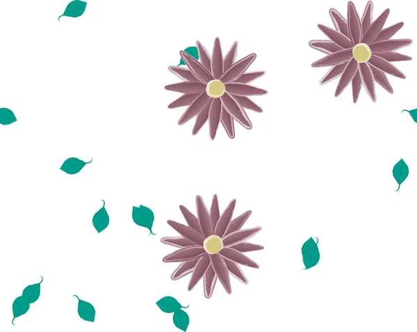 Blumen Mit Blättern Nahtloser Hintergrund Vektorillustration — Stockvektor