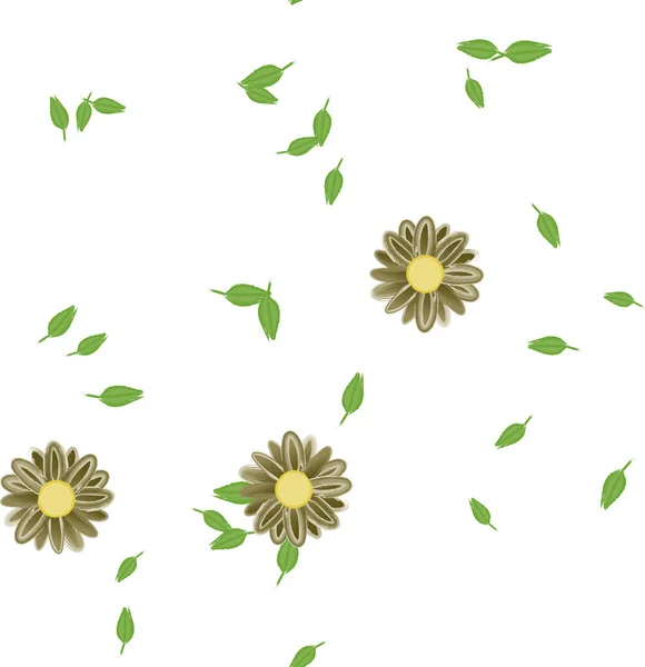 Flores Con Hojas Fondo Sin Costuras Ilustración Vectorial — Vector de stock