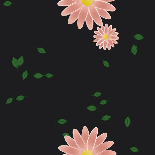 Fleurs Avec Feuilles Fond Sans Couture Illustration Vectorielle — Image vectorielle