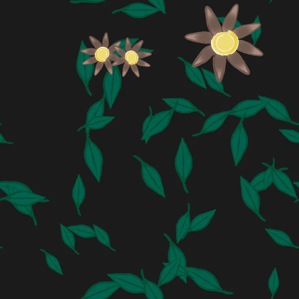 Flores Con Hojas Fondo Sin Costuras Ilustración Vectorial — Vector de stock