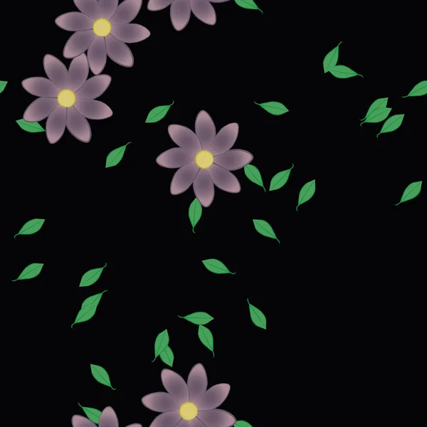 Vector Ilustración Flores Verano Pétalos Con Hojas Fondo Botánico — Vector de stock