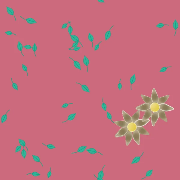 Fleurs Avec Feuilles Fond Sans Couture Illustration Vectorielle — Image vectorielle