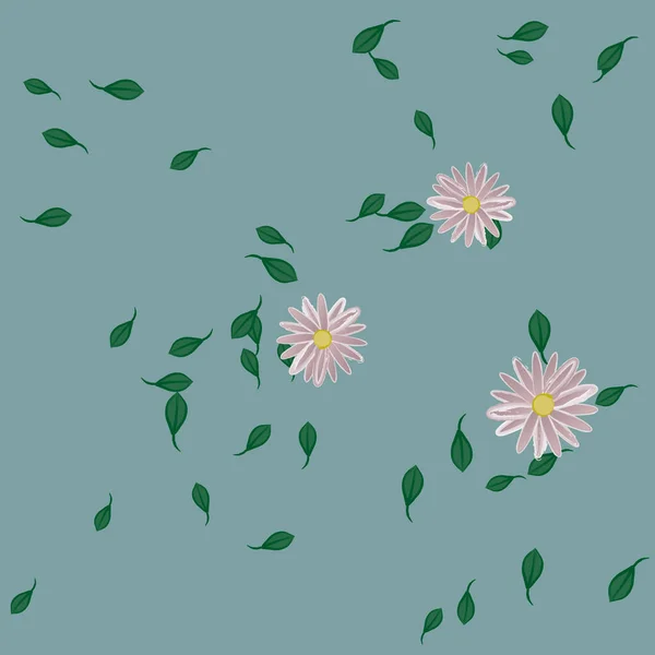 Blumen Mit Blättern Nahtloser Hintergrund Vektorillustration — Stockvektor