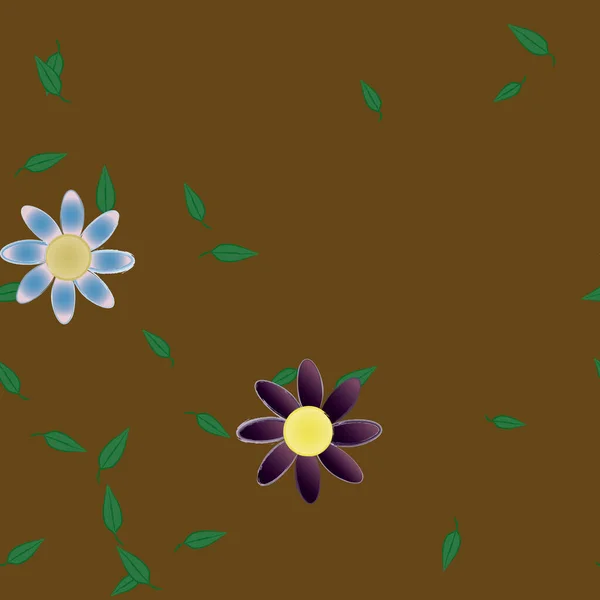 Flores Con Hojas Fondo Sin Costuras Ilustración Vectorial — Archivo Imágenes Vectoriales