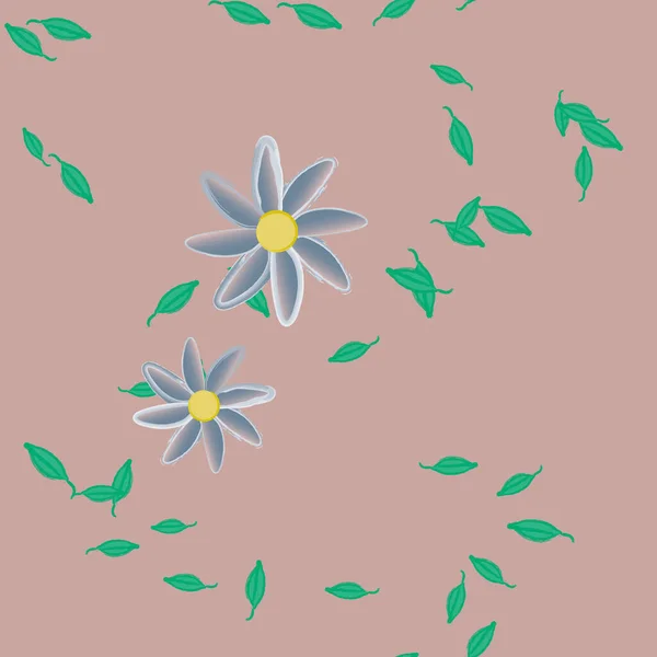 Fleurs Avec Feuilles Fond Sans Couture Illustration Vectorielle — Image vectorielle