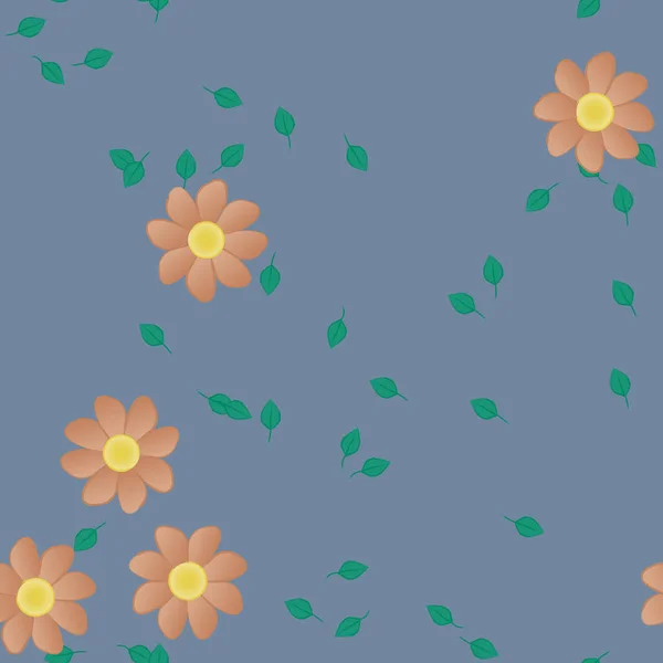 Fleurs Avec Feuilles Fond Sans Couture Illustration Vectorielle — Image vectorielle