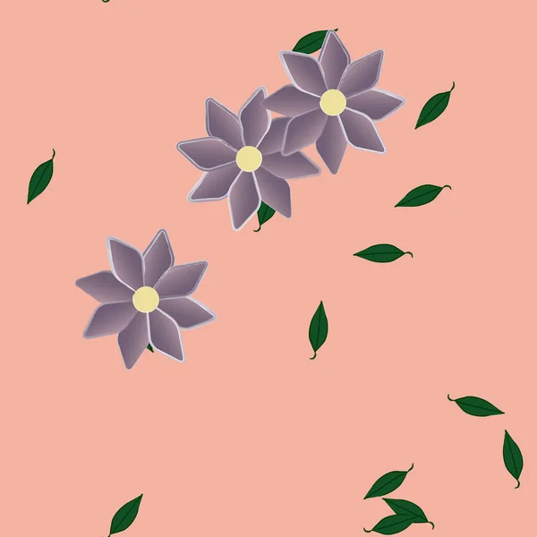 Пелюстки Літніх Квітів Листям Безшовний Фон Векторні Ілюстрації — стоковий вектор