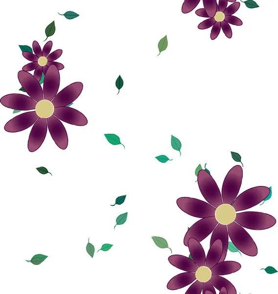 Flowers Leaves Seamless Background Vector Illustration — Stock Vector