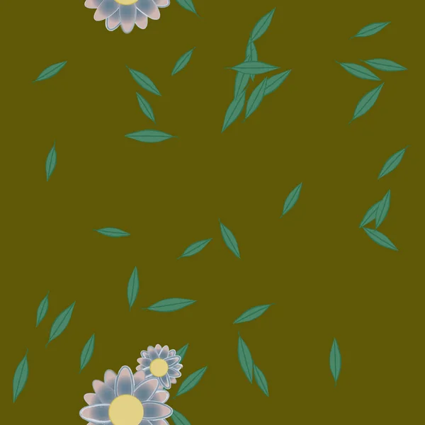 Flores Con Hojas Fondo Sin Costuras Ilustración Vectorial — Vector de stock