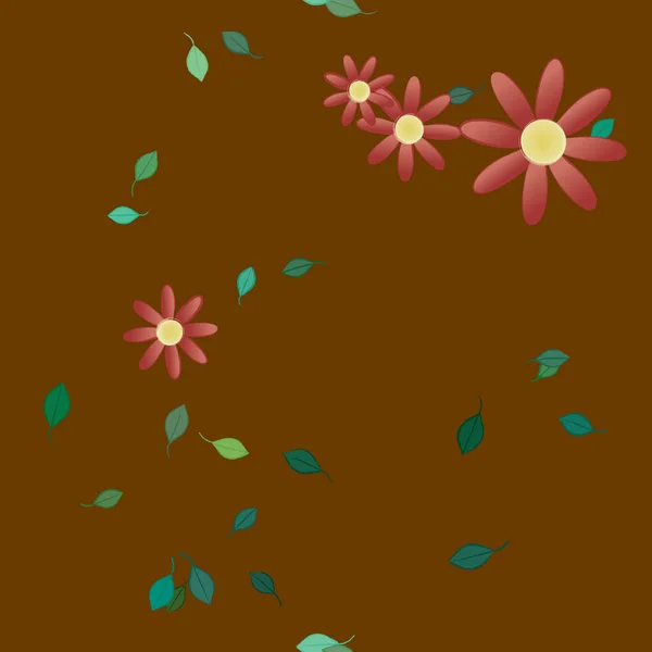 Vector Ilustración Flores Verano Pétalos Con Hojas Fondo Botánico — Archivo Imágenes Vectoriales