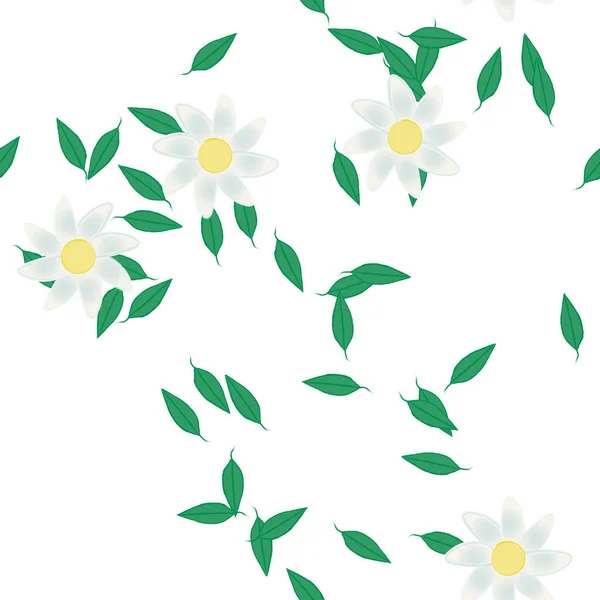 Blumen Mit Blättern Nahtloser Hintergrund Vektorillustration — Stockvektor