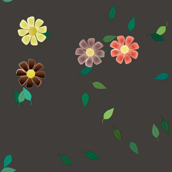 Flowers Leaves Seamless Background Vector Illustration — Stock Vector