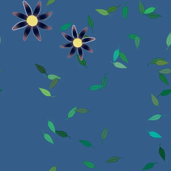 Illustration Vectorielle Pétales Fleurs Été Avec Feuilles Fond Botanique — Image vectorielle