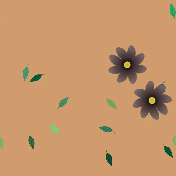 Vektorillustration Von Blütenblättern Mit Blättern Blumigem Hintergrund — Stockvektor