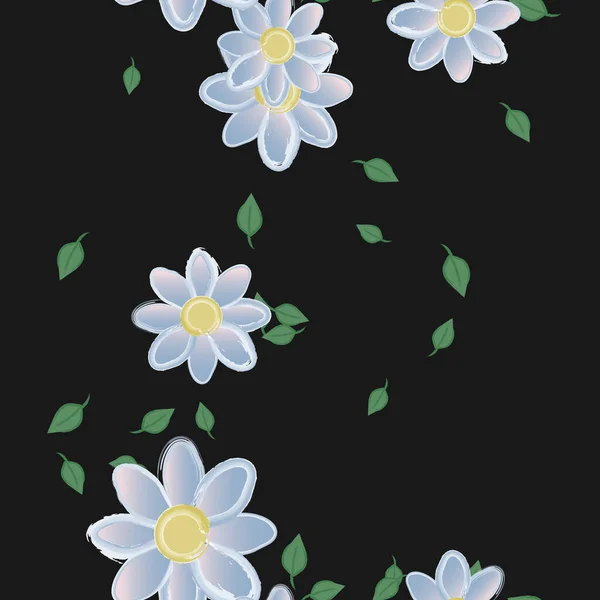 Vector Illustratie Van Zomerbloemen Bloemblaadjes Met Bladeren Botanische Achtergrond — Stockvector