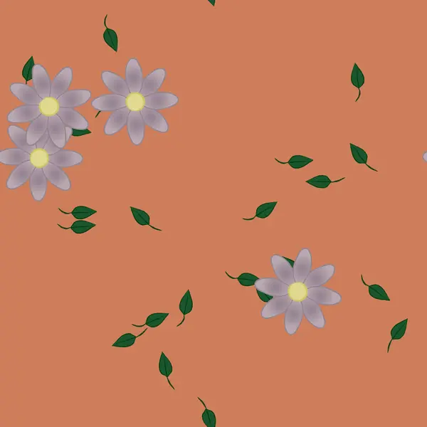 Flores Con Hojas Fondo Sin Costuras Ilustración Vectorial — Archivo Imágenes Vectoriales