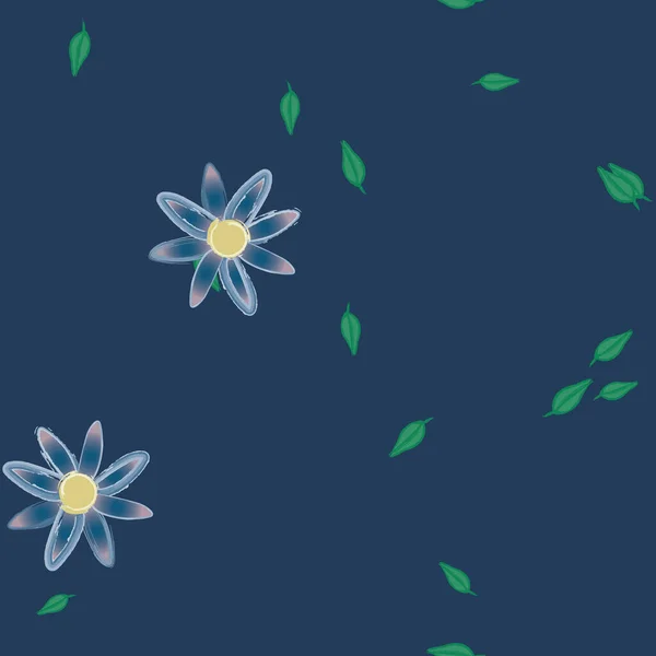 Flores Com Folhas Sem Costura Fundo Ilustração Vetorial — Vetor de Stock