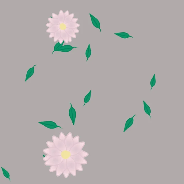 Blumen Mit Blättern Nahtloser Hintergrund Vektorillustration — Stockvektor