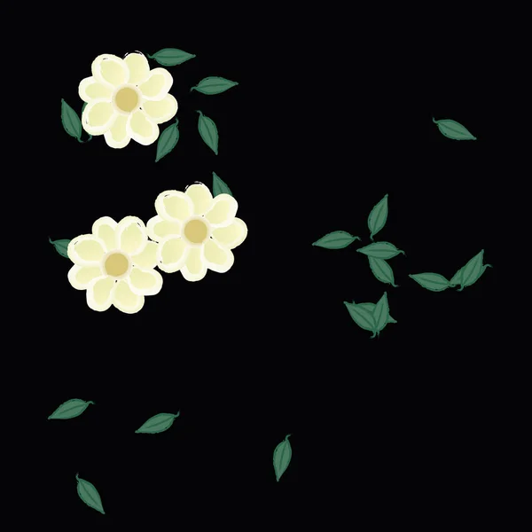 Vector Illustratie Van Zomerbloemen Bloemblaadjes Met Bladeren Bloemen Achtergrond — Stockvector