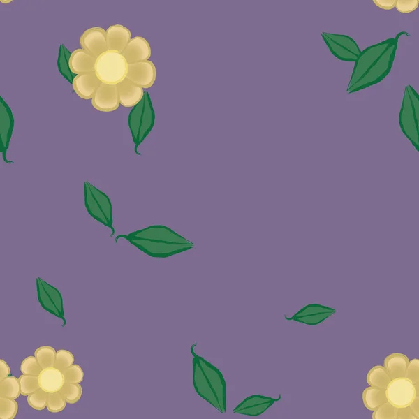 Flores Con Hojas Fondo Sin Costuras Ilustración Vectorial — Archivo Imágenes Vectoriales