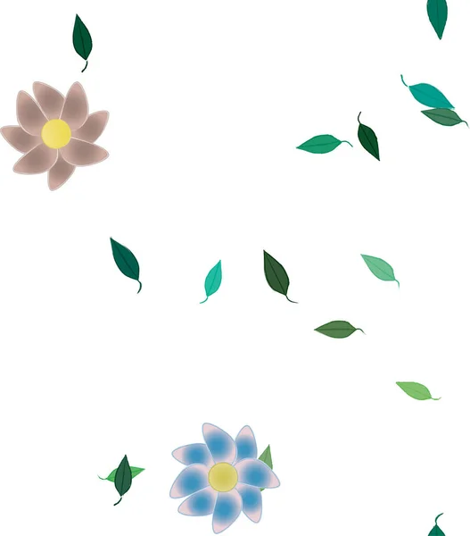 Векторная Иллюстрация Лепестков Цветов Листьями Цветочный Фон — стоковый вектор