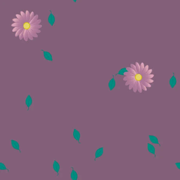 Flores Con Hojas Fondo Sin Costuras Ilustración Vectorial — Archivo Imágenes Vectoriales