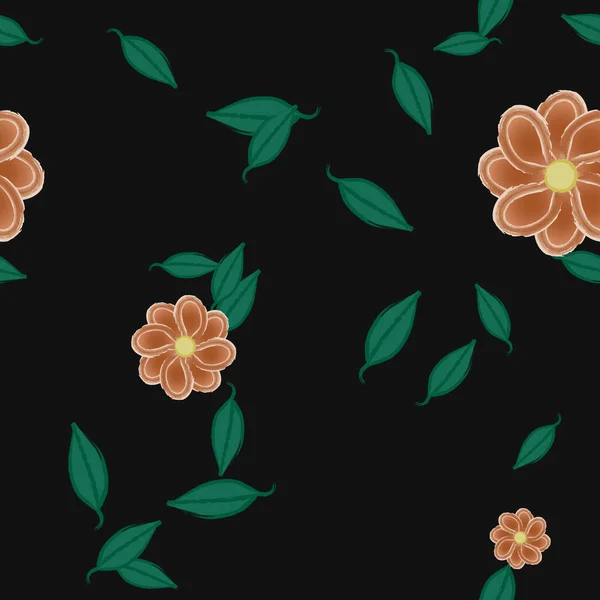 Virágok Levelek Zökkenőmentes Háttér Vektor Illusztráció — Stock Vector