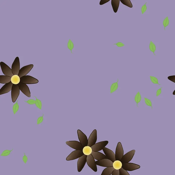 Flores Con Hojas Fondo Sin Costuras Ilustración Vectorial — Vector de stock