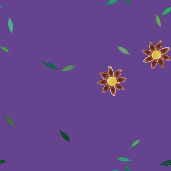 Vector Ilustración Flores Verano Pétalos Con Hojas Fondo Botánico — Vector de stock