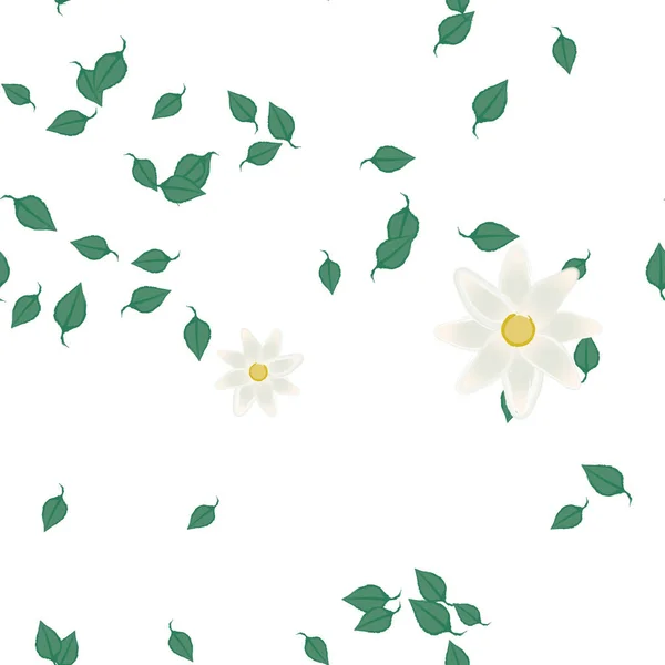 Kwiaty Liśćmi Bezszwowe Tło Wektor Ilustracja — Wektor stockowy