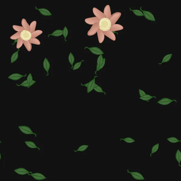 Virágok Levelek Zökkenőmentes Háttér Vektor Illusztráció — Stock Vector