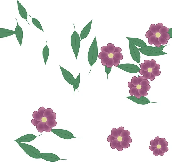 Flores Con Hojas Fondo Sin Costuras Ilustración Vectorial — Vector de stock