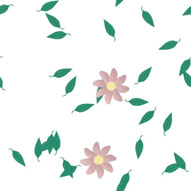 Yapraklı yaz çiçekleri, arka plan, vektör illüstrasyonu