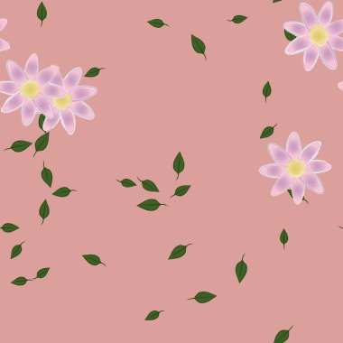 Yapraklı yaz çiçekleri, arka plan, vektör illüstrasyonu