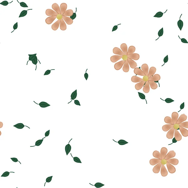 Flores Con Hojas Fondo Sin Costuras Ilustración Vectorial — Vector de stock