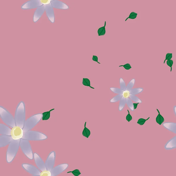 Flores Con Hojas Fondo Sin Costuras Ilustración Vectorial — Vector de stock