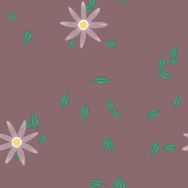 Flores Con Hojas Fondo Sin Costuras Ilustración Vectorial — Archivo Imágenes Vectoriales